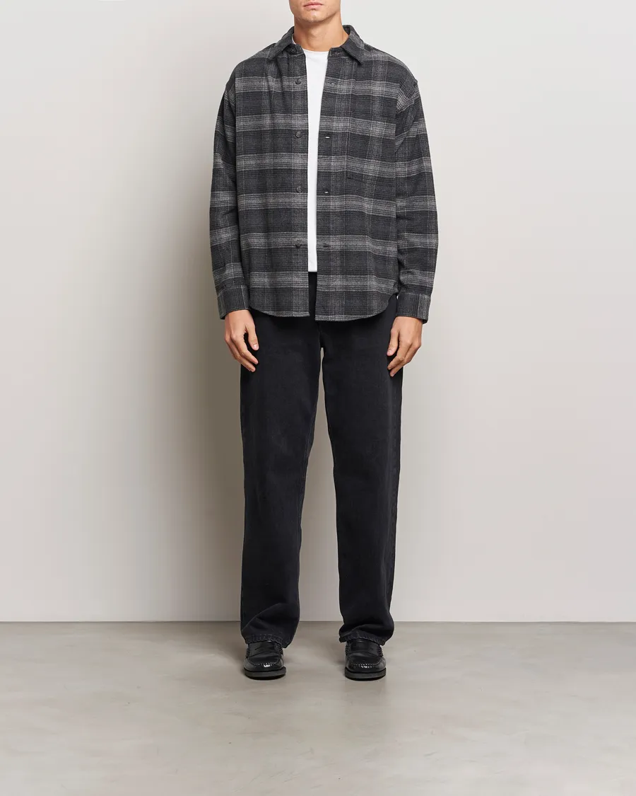 Adwin Checked Flannel Overshirt Black/Grey