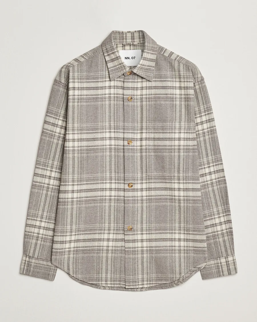 Adwin Checked Flannel Overshirt Grey/White
