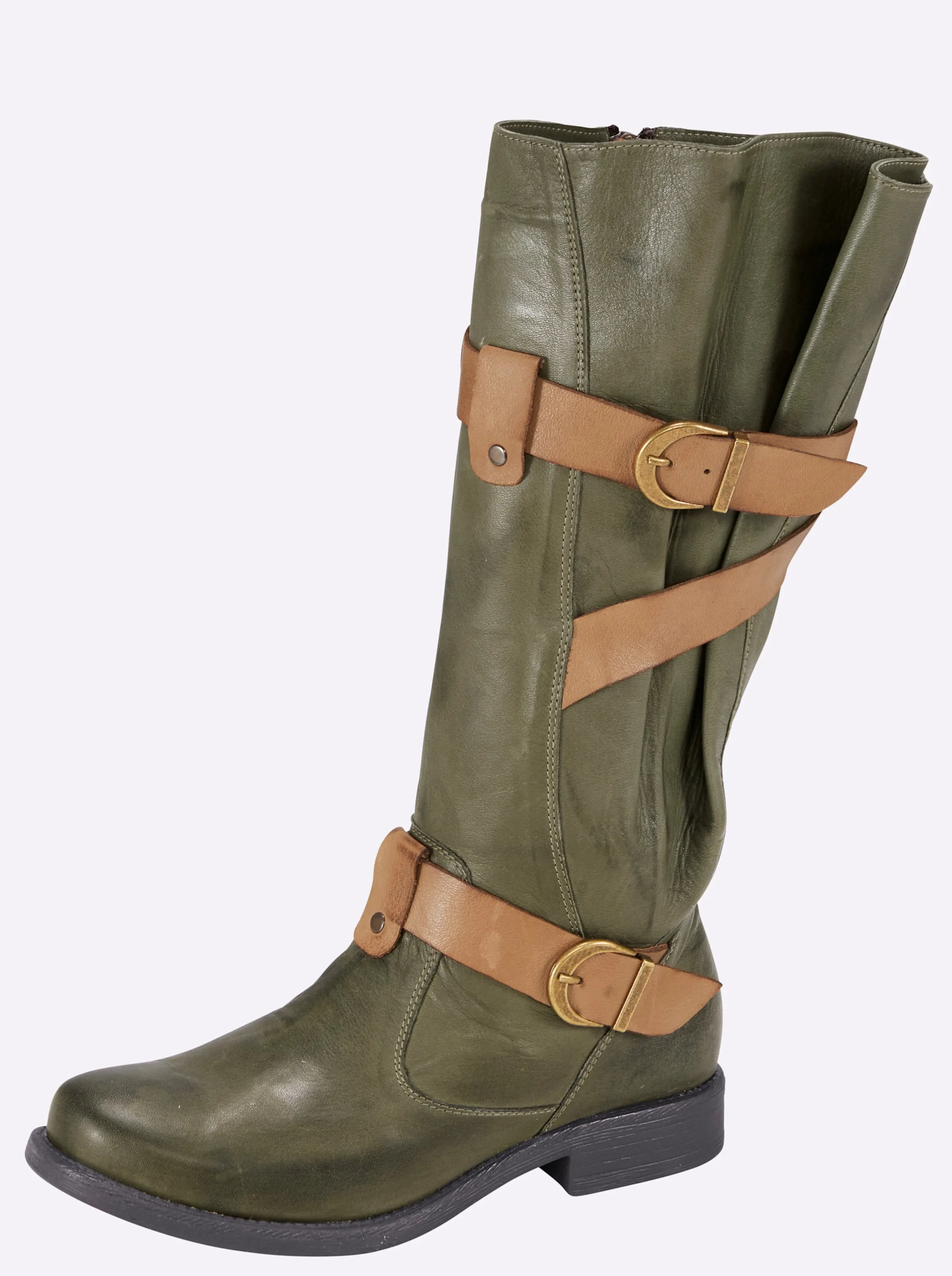 Andrea Conti Stiefel in oliv-cognac