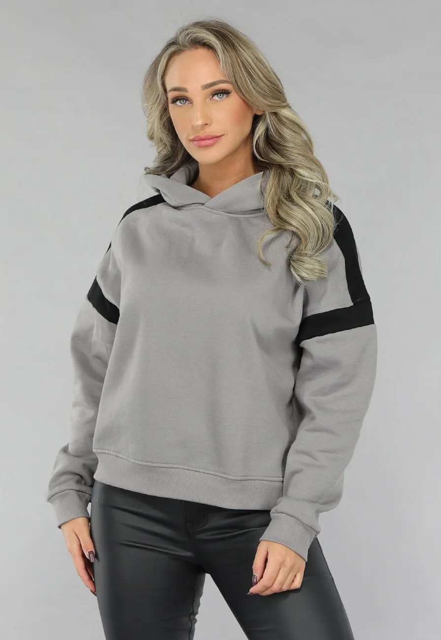 Anthrazitfarbener Colourblock-Pullover