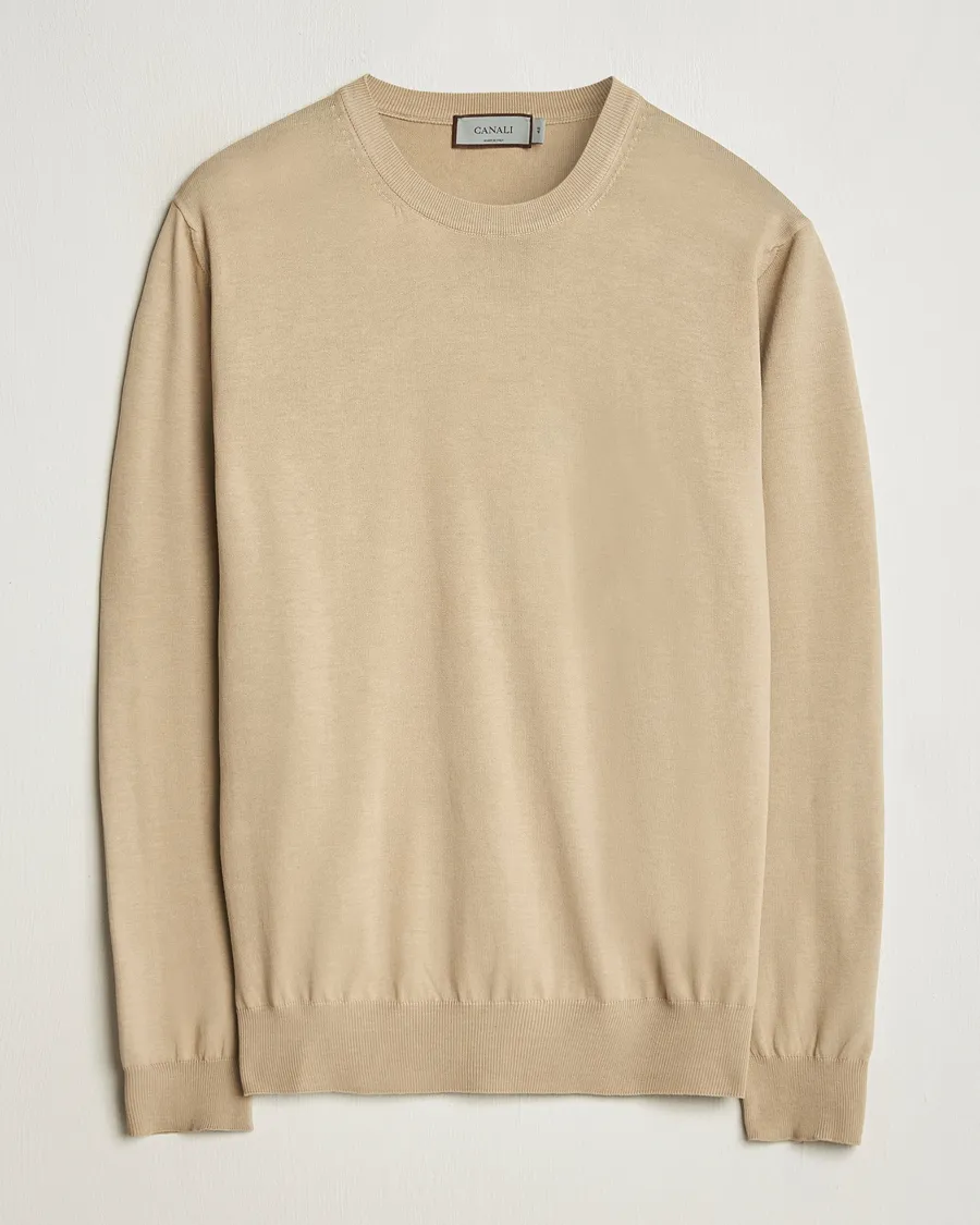 Cotton Crew Neck Pullover Beige