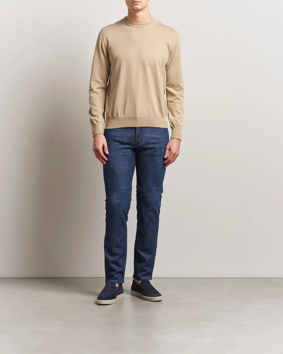 Cotton Crew Neck Pullover Beige