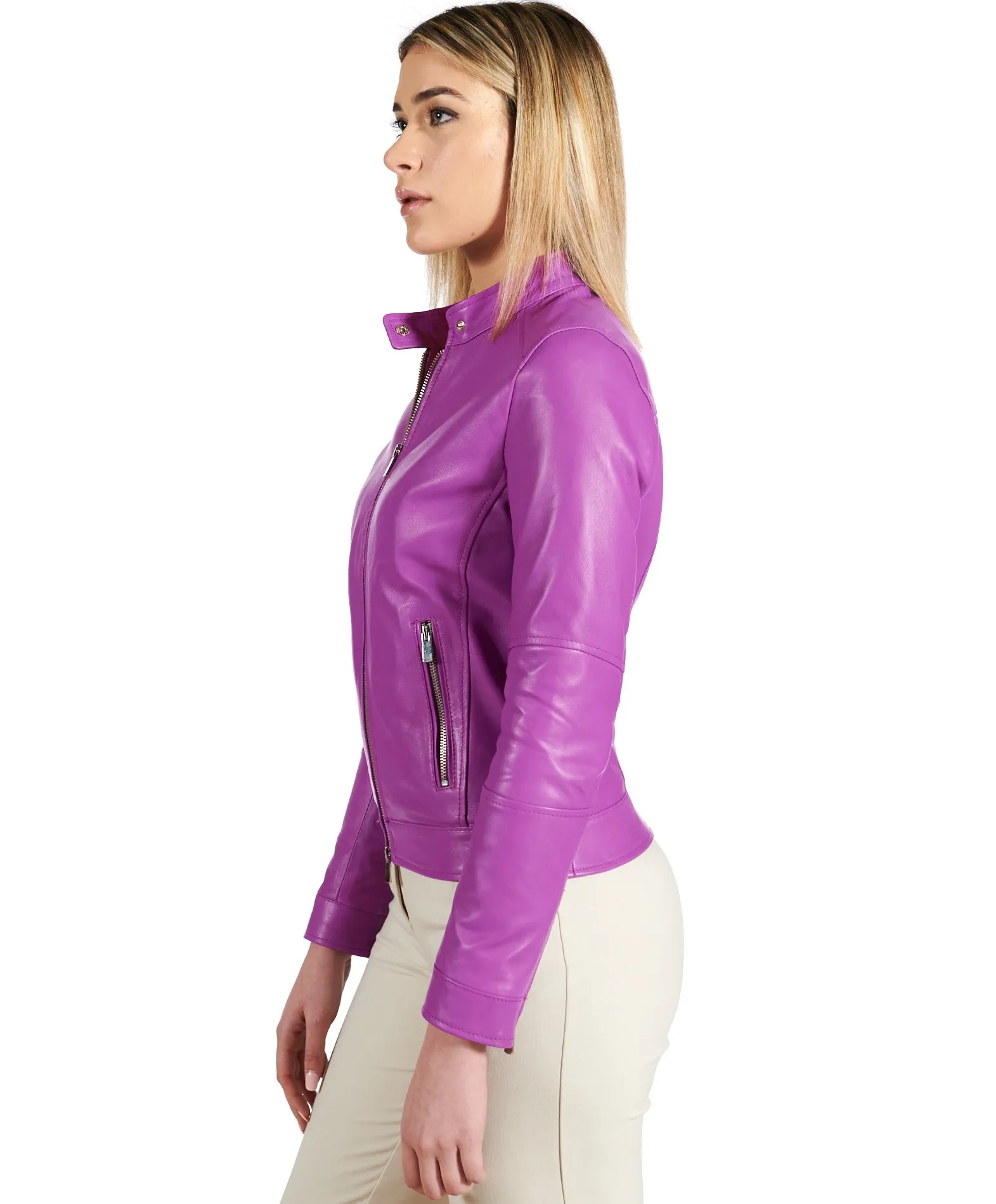 Echt lederjacke damen lederjacke Frauen lila lederjacke Linda