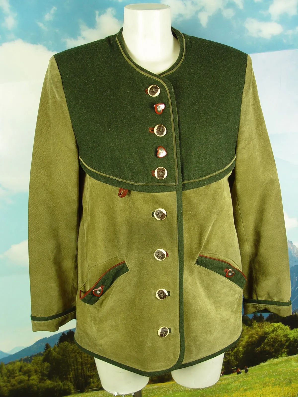 klasse Design und kaum getragen Lederjacke Janker Trachten Jacke Gr.38