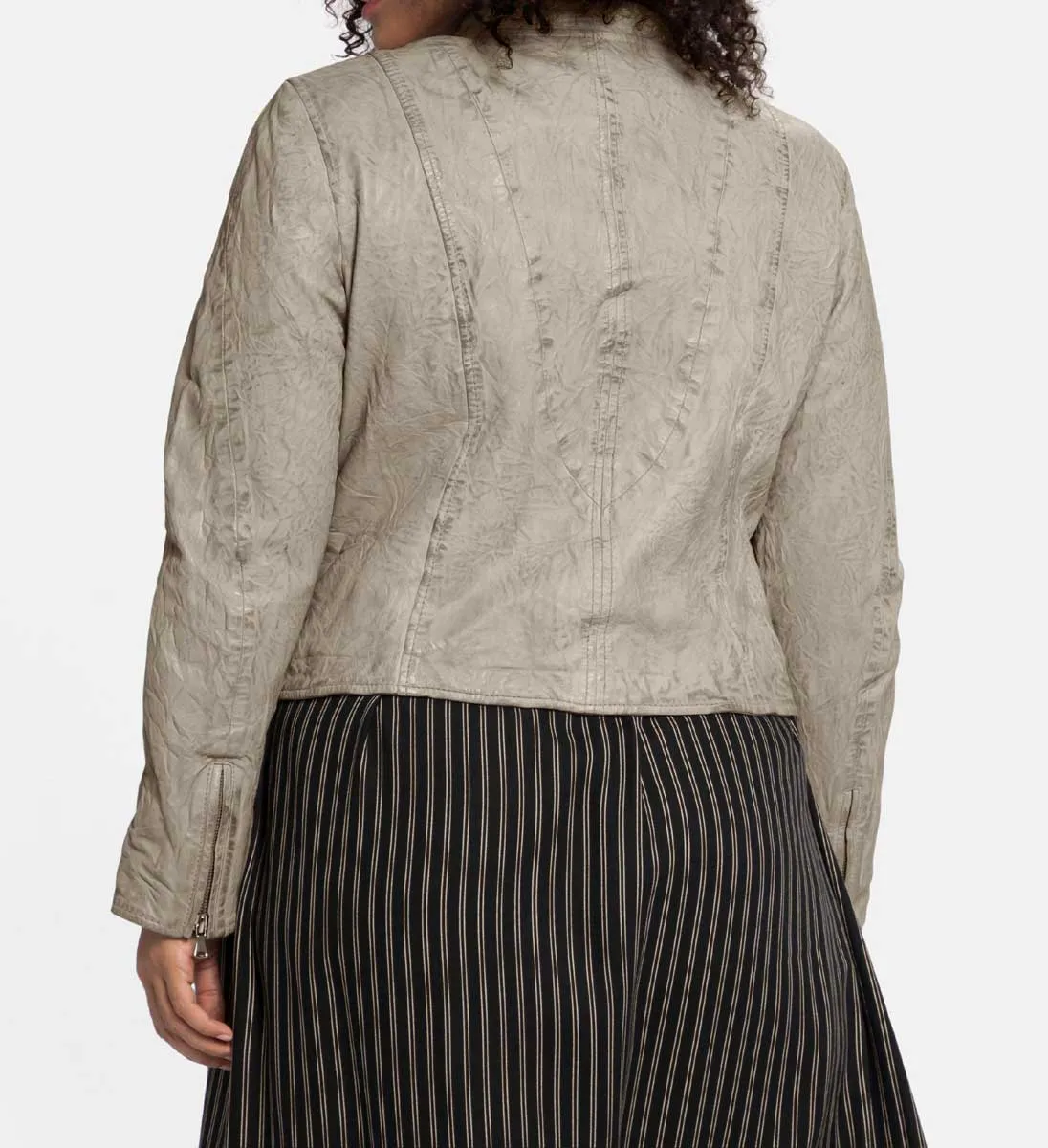 Lammnappa-Lederjacke m. Crinkle-Effekt, camel