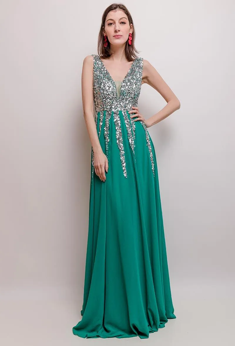 Langes Kleid mit Pailletten