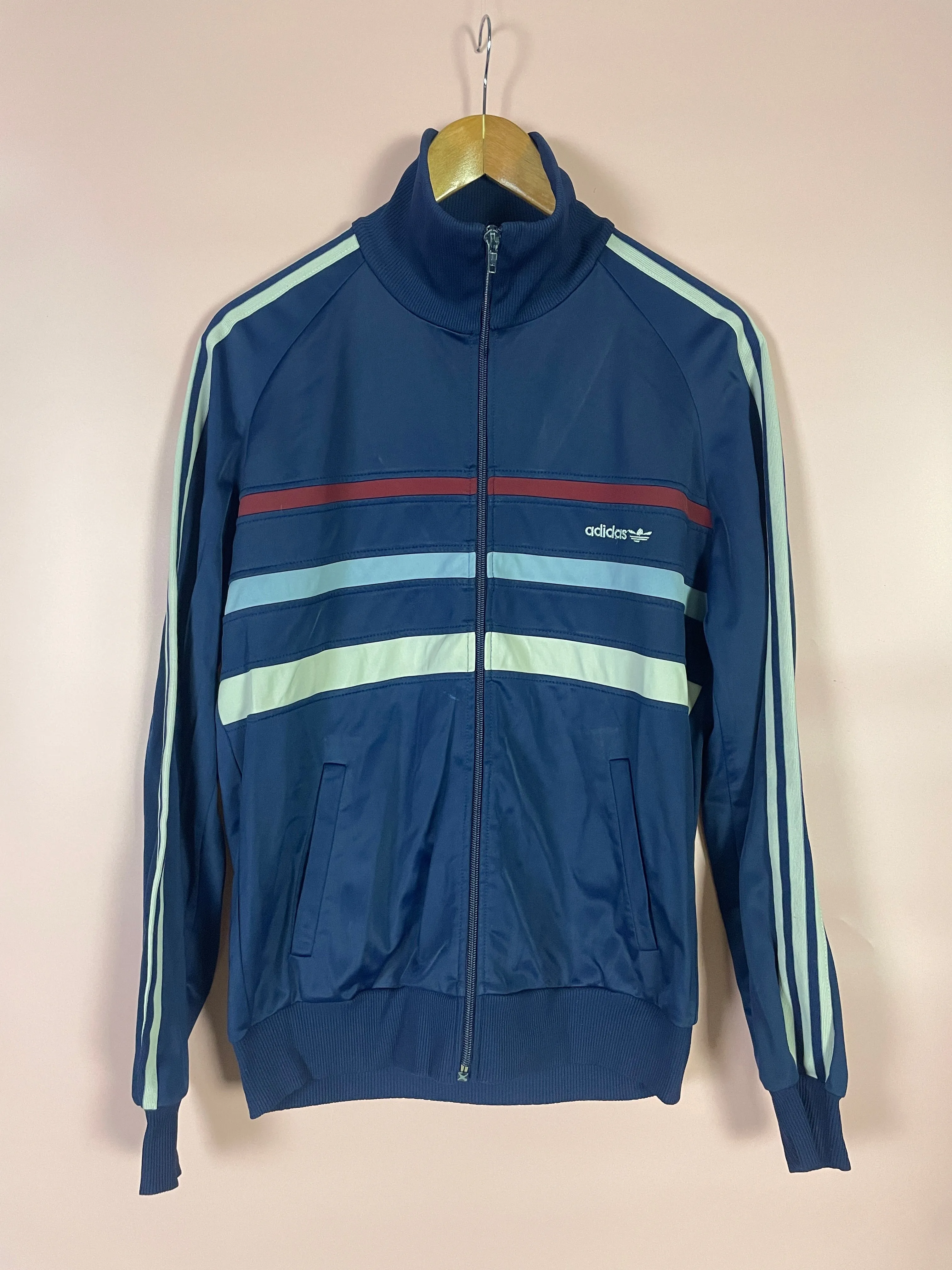 M Adidas Trainings Jacke Streifen dunkelblau