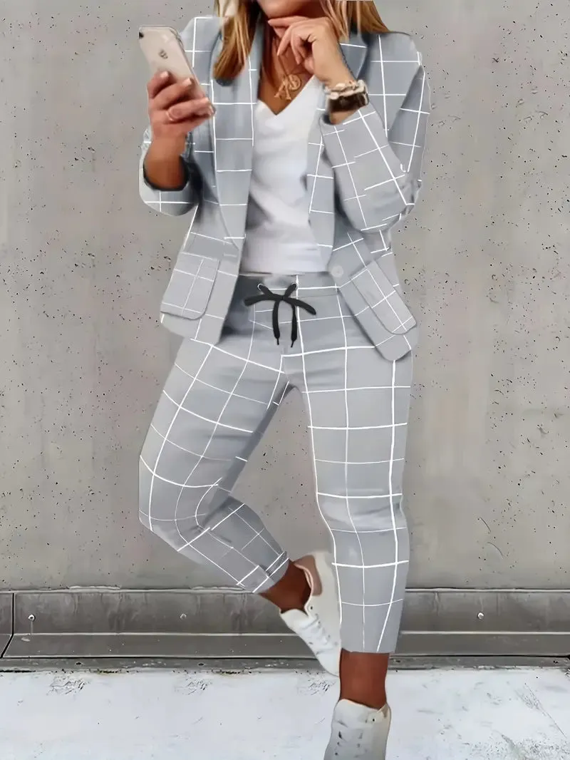 OfficeChic - Lssiger langrmeliger Blazer und Büro-Business-Hose