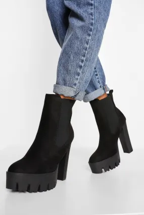 Plattform-Chelsea-Boots mit Blockabsatz