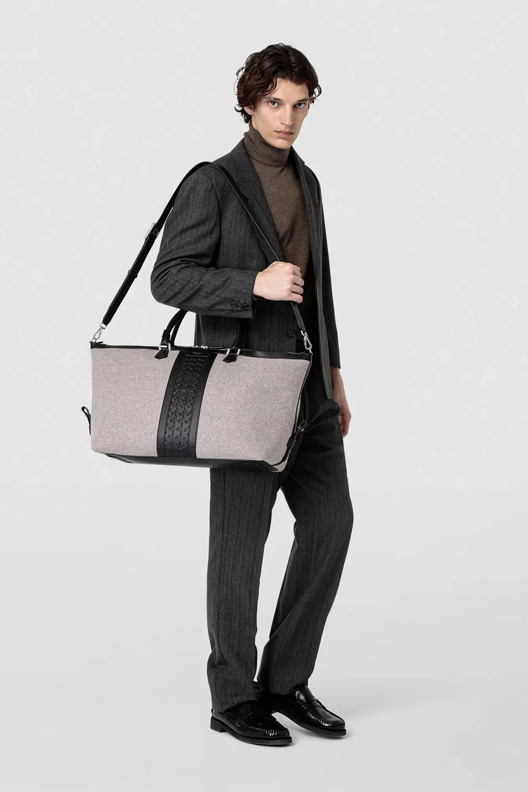 SERAPIAN Wool & Mosaico Leather Travel Bag  