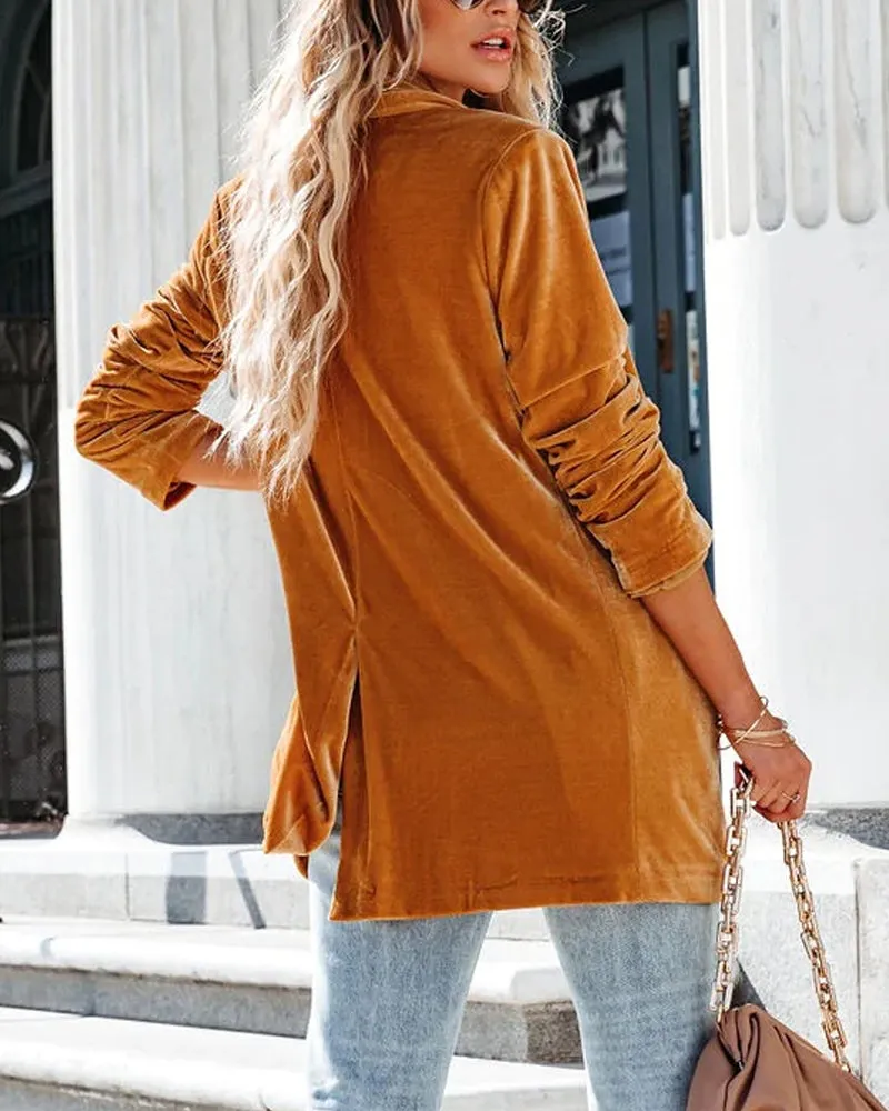 Tasche feste farbe lang -sleeve -mantel