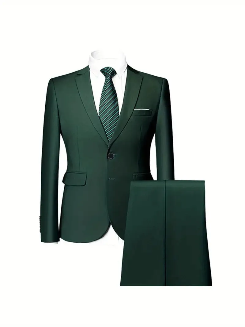 Unifarbener Revers Business Anzug Jacke und Hose